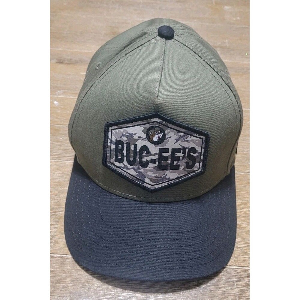 Buc-ee's Green and Black Camo Patch Snapback Hat Adjustable Cap